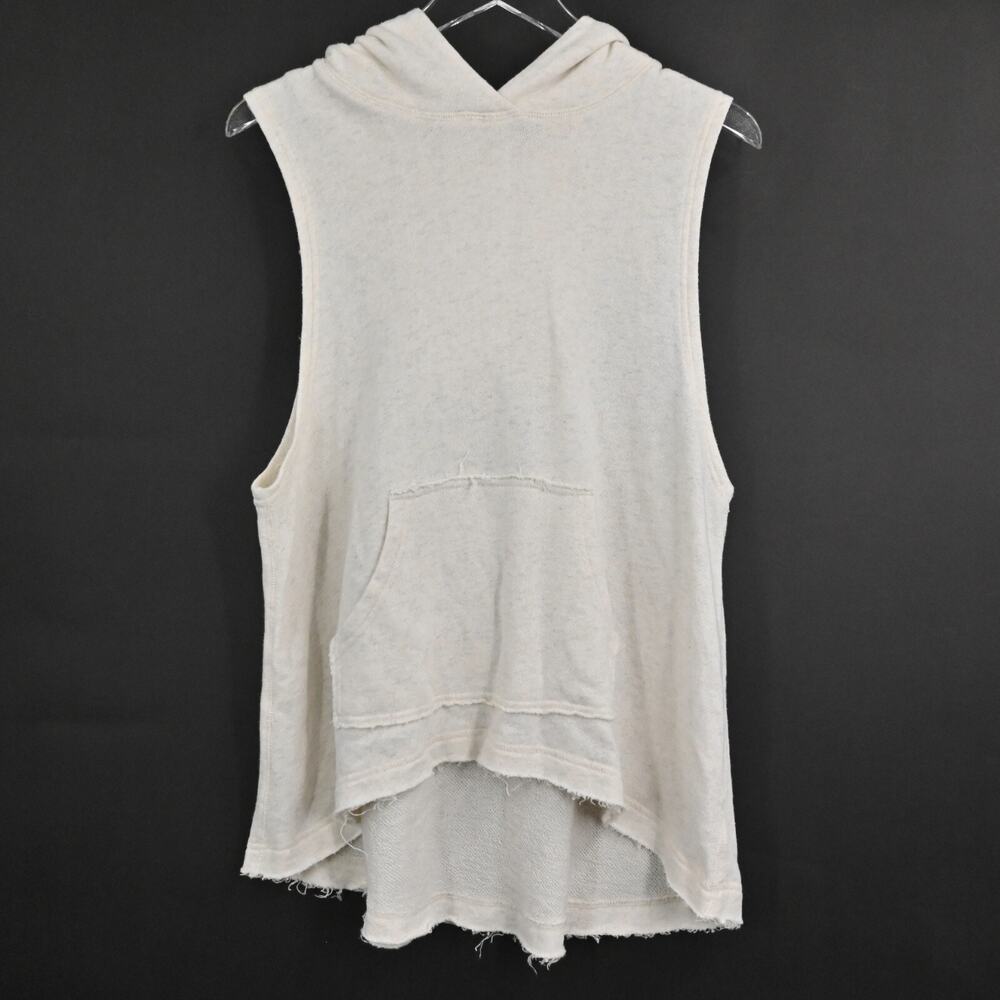 FREE PEOPLE Hoodie Womens Sz XS Vintage Beach‎ Day Cream Coastal Boho Sleeveless